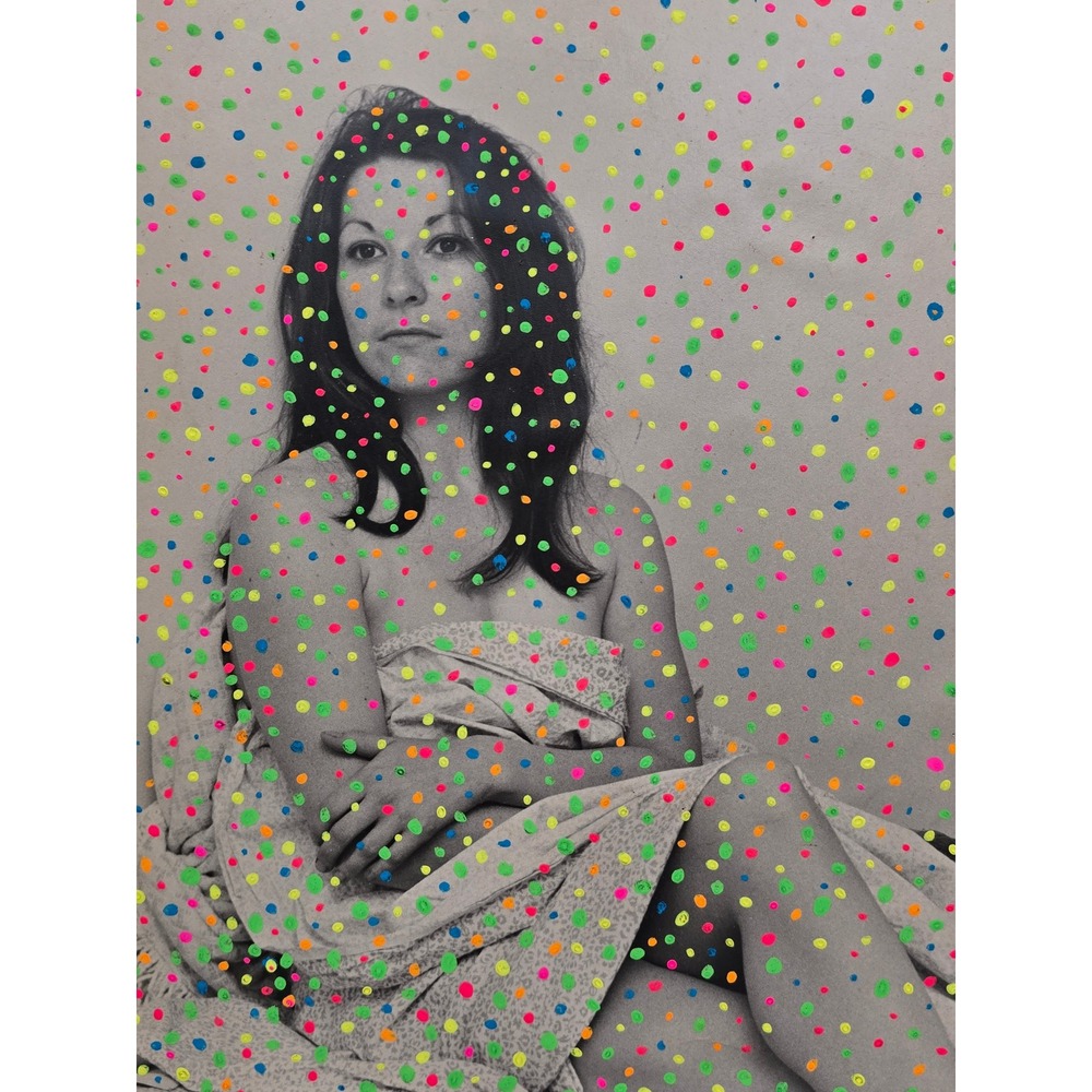 Mixed Media Photography Art Set 2pc Neon Polka Dot Vintage Pop Art